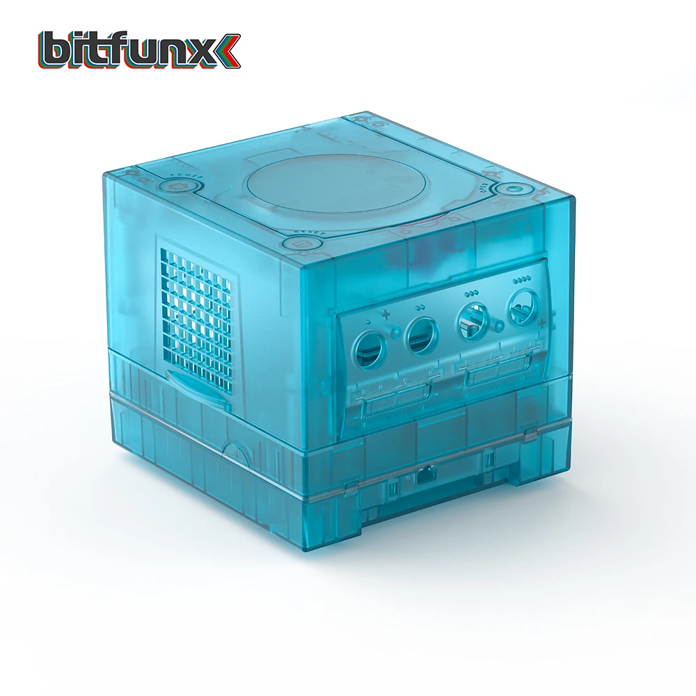 غطاء بديل من Bitfunx غطاء حماية شفاف باللون الأزرق الجليدي لوحدة تحكم ألعاب Gamecube NGC لمشغل Gameboy DOL-017