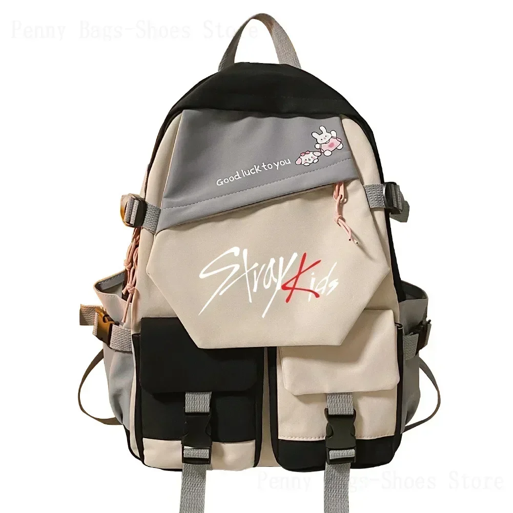 Korean Style Stitching Contrasting Color Kids Backpack New Ins Style Harajuku Middle School Student School Bag Travel Backpack