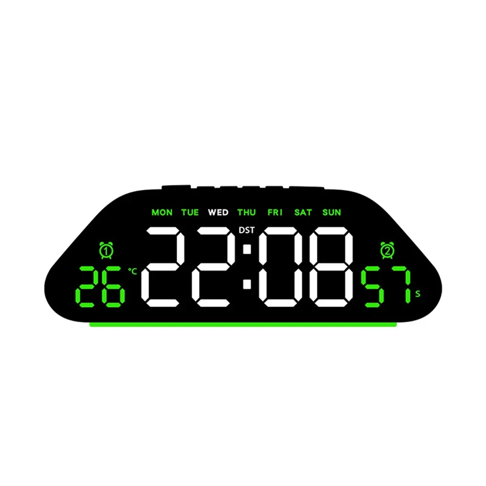 Wall Mounted LED Alarm Clock Silent Design Large Screen Time Day Temperature Humidity Countdown And Sleep Mode Feature