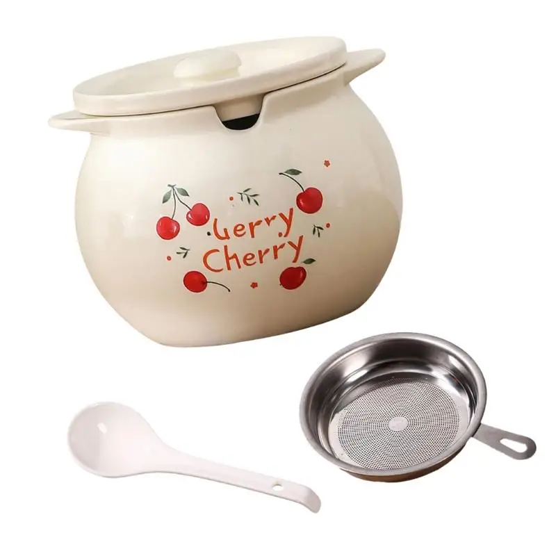 

G6KF Elegant Ceramic Oil Dispenser With Strainer And Comfortable Handle