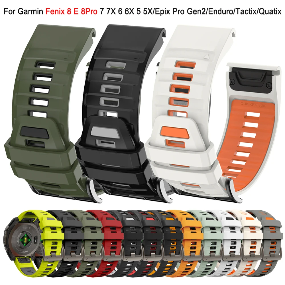 QuickFit 26mm 22mm Silicone Strap For Garmin Fenix 8Pro 8 E 7 7X 6 6X 5 5X Plus/Epix/Enduro 3/instinct 3 2x Solar Sport Bracelet