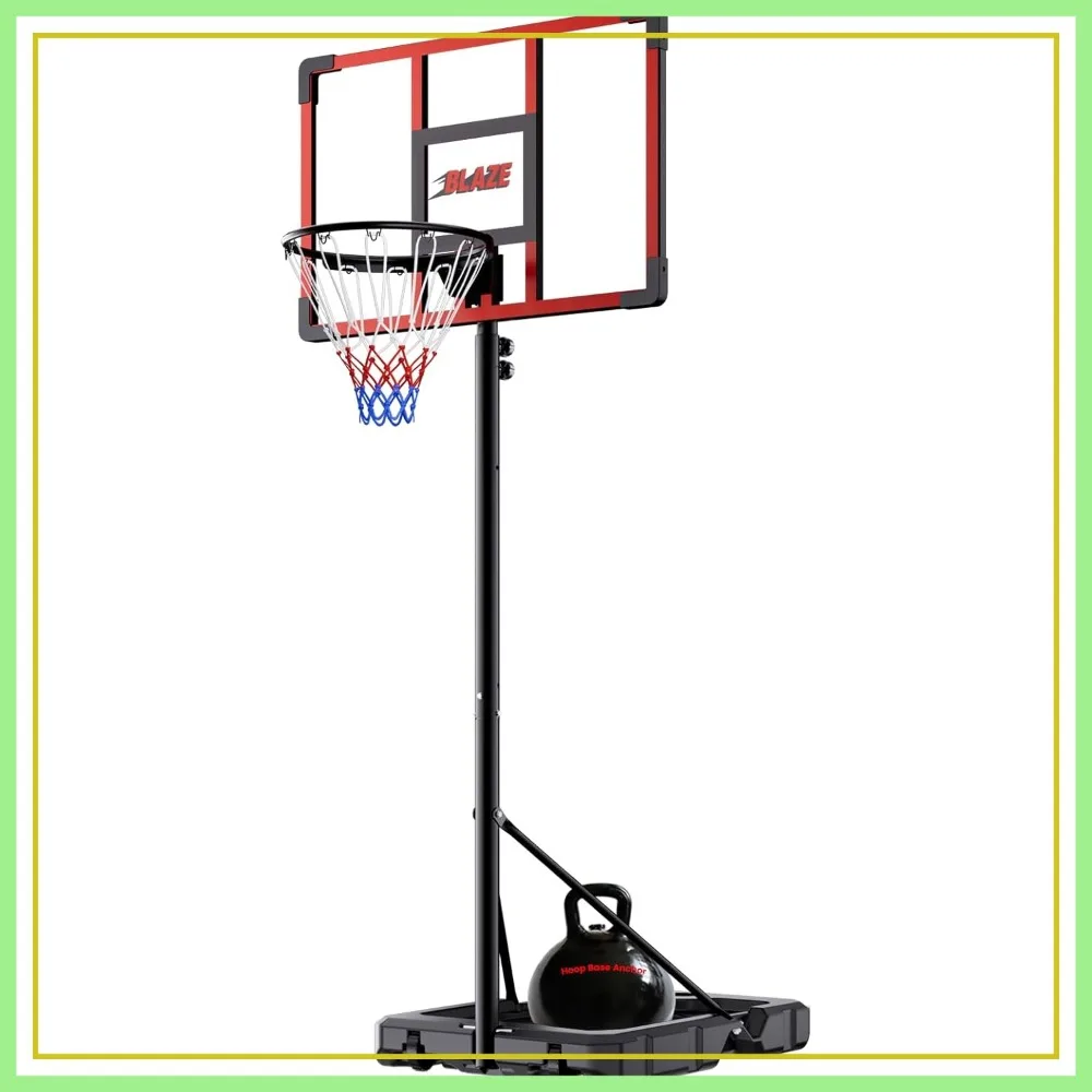 

Adjustable Portable Basketball Hoop 4.1-8.5ft, 32in Shatterproof Backboard, Fillable Base with Weight Bag, Outdoor Goal for Kids