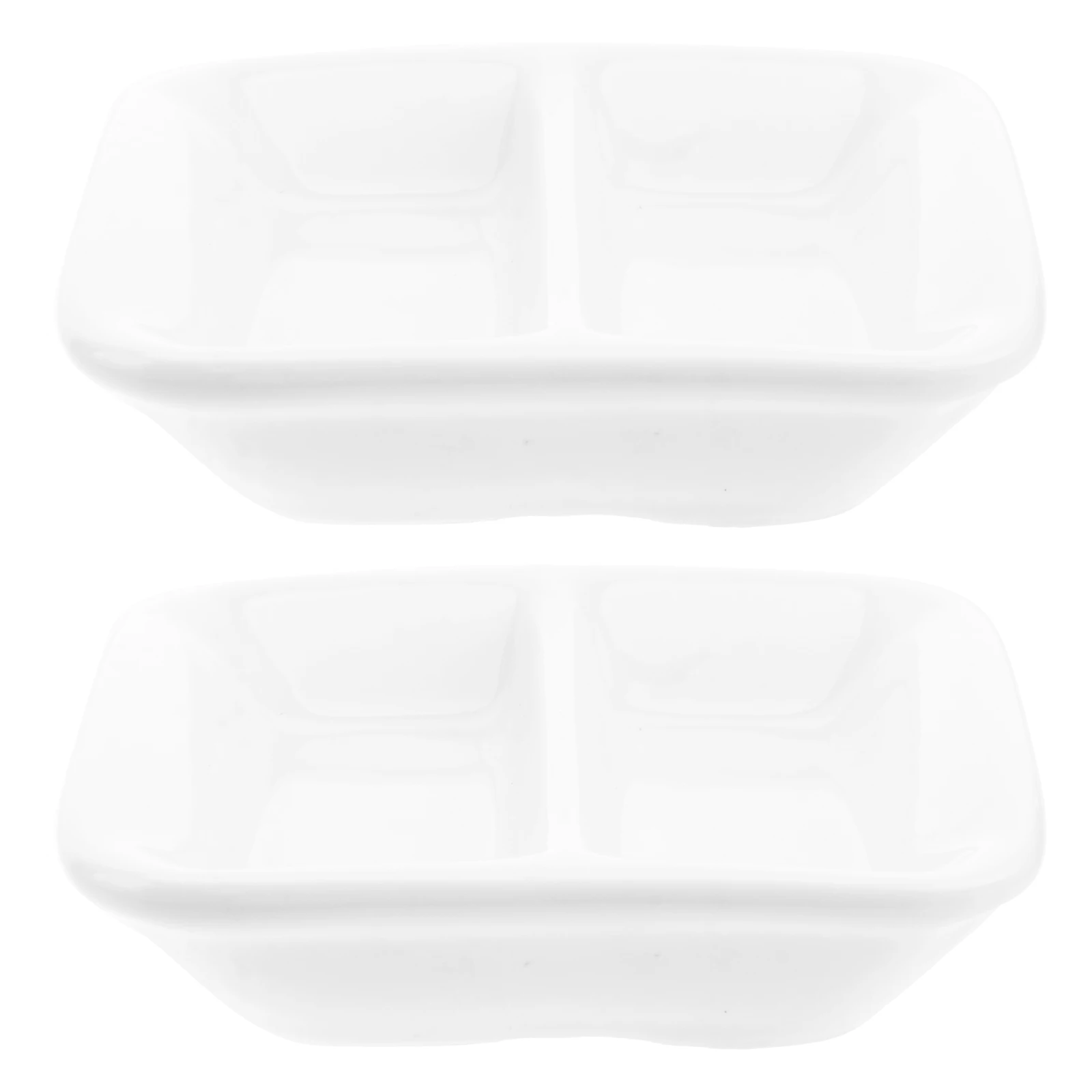 

2Pcs 3 Inch Premium Quality Ceramic Appetizer Serving Tray 2-Compartment Sturdy Practical for Everyday Use and Gatherings