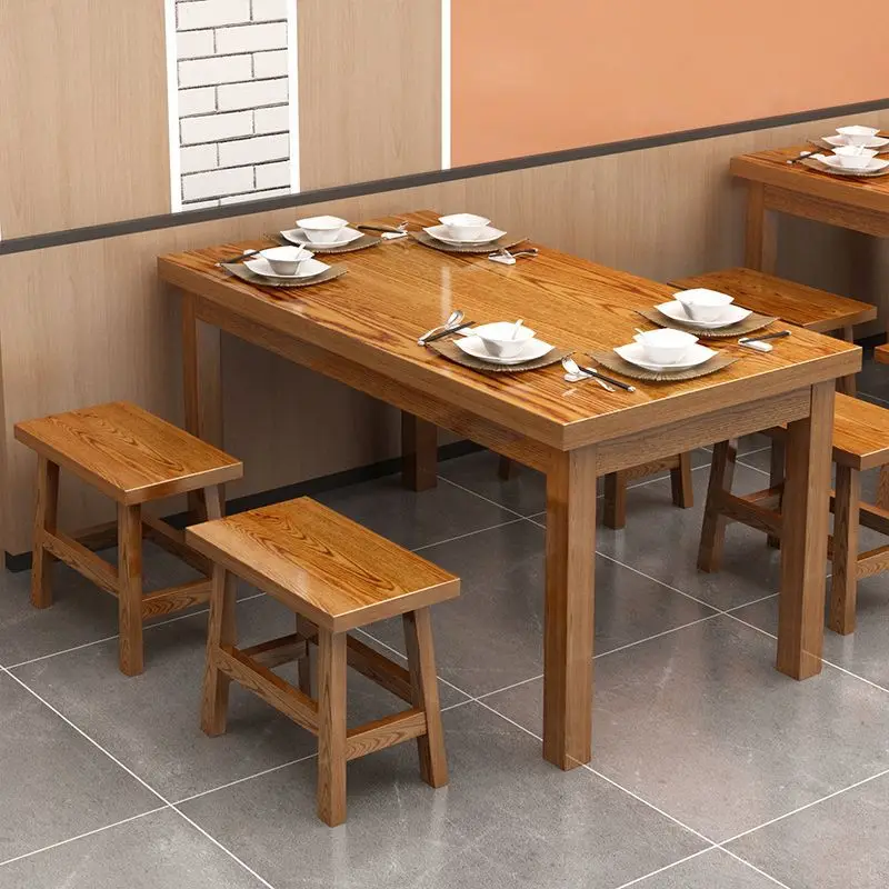@Noodle House Table and Hotel Snack Bar Dining   Combination Solid Wood Restaurant Canteen  Restaurant BBQ Carbonization