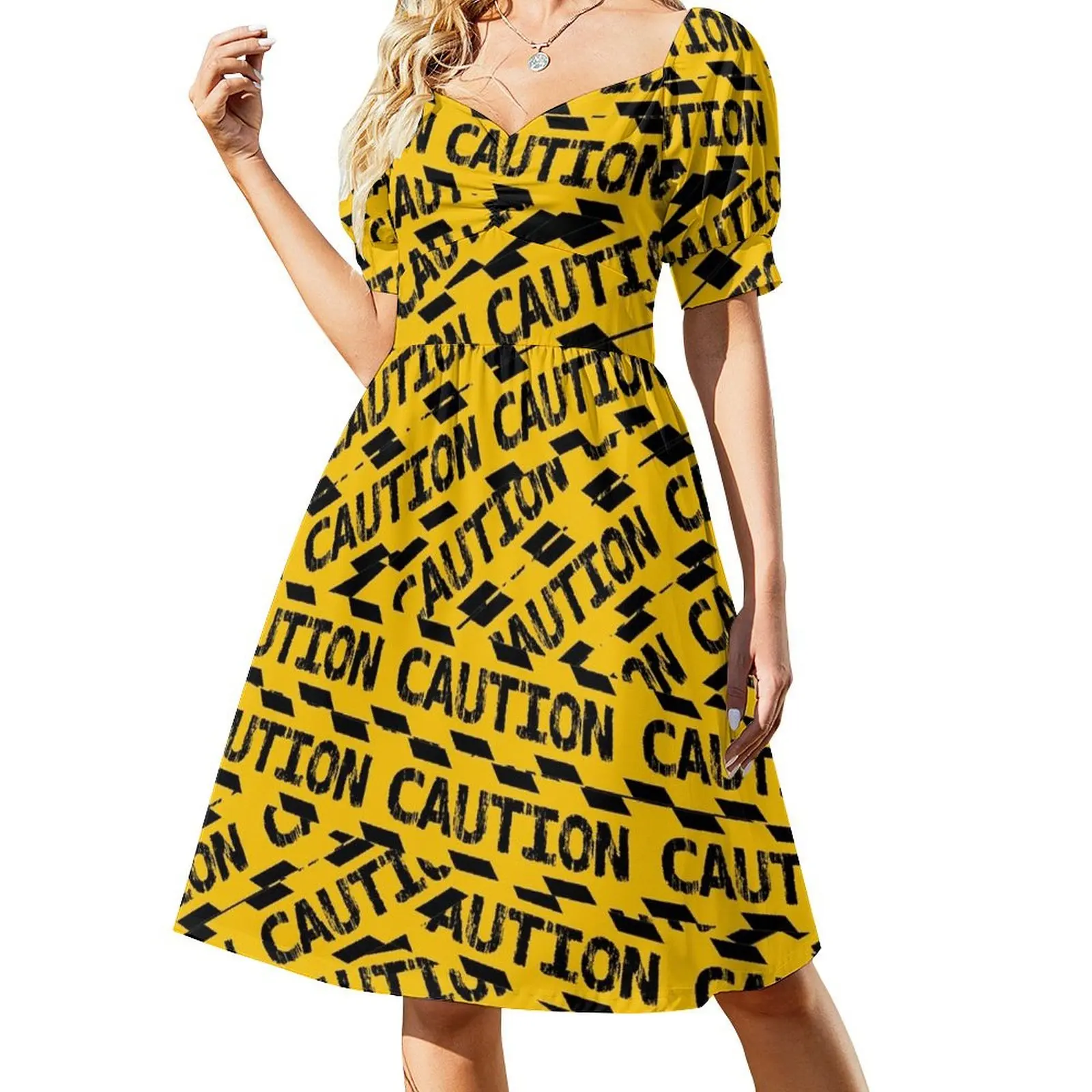 

Caution Tape Short Sleeved Dress elegant dress cocktail dresses summer clothes sexy short dresses daring Dress