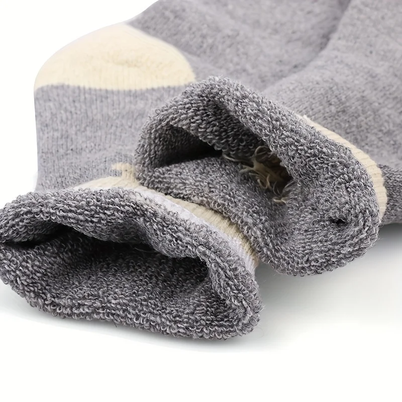 5 Pairs Thermal Winter Socks Thickened Plush Sweat-Wicking Mid-Calf Socks Soft Elastic Cold-proof Outdoor Sport Hiking Socks - view 4