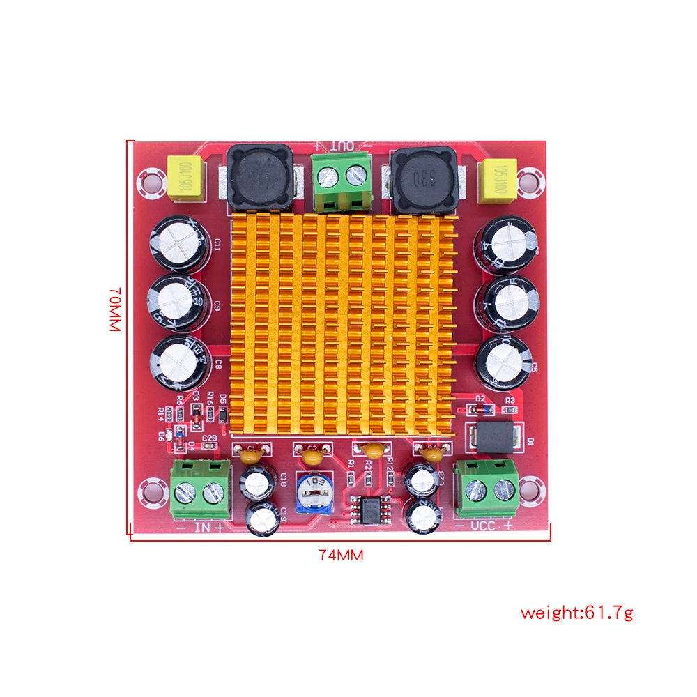 Digital Amplifier Board TPA3116DA TPA3116 150W D2 Mono Channel Digital Power Audio Amplifier Board XH-M544 DC 12V 24V