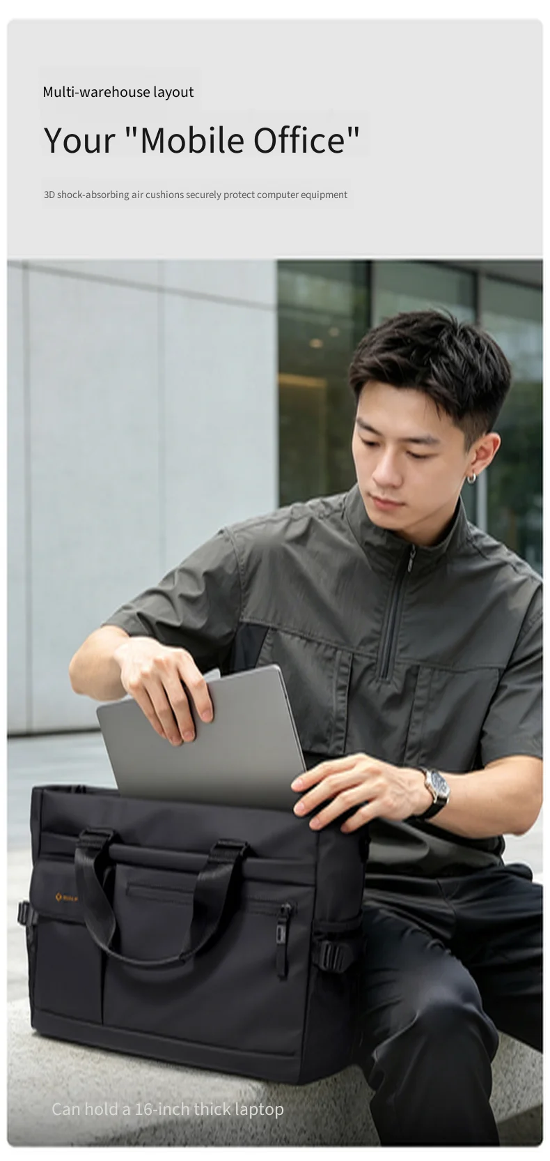 GOLF QUALITY Large Capacity Men's Briefcase 15.6" Business Travel Laptop Bag Casual Handheld File Multi-functional Office Bag