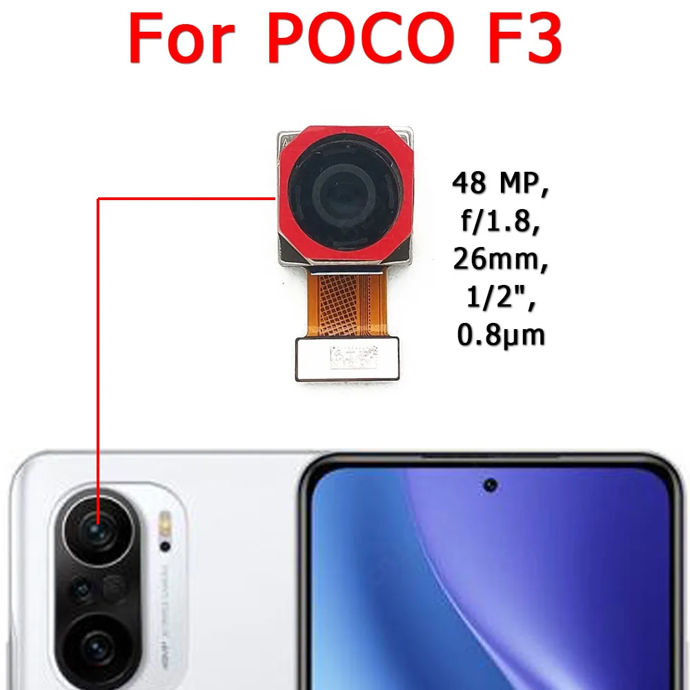 Rear Camera For Xiaomi Mi Pocophone Poco Phone F1 F2 Pro F3 F4 GT Back Camera Module Flex View Replacement Spare Parts