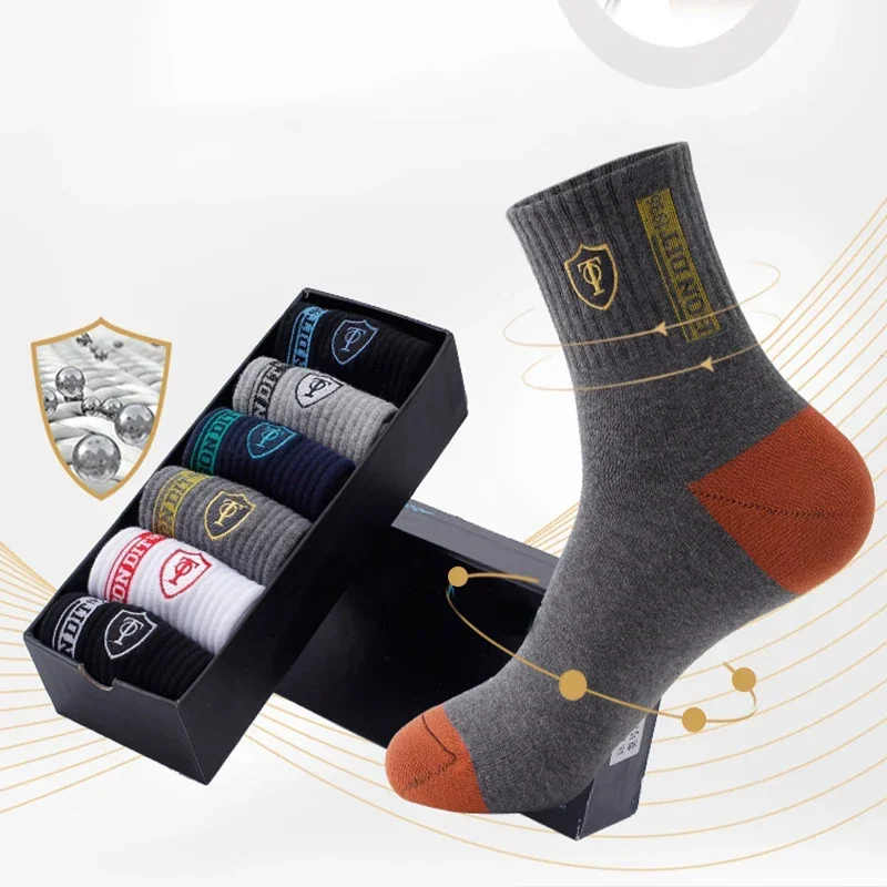 10pairs Breathable Cotton Sports Stockings Men Bamboo Fiber Autumn and Winter Men Socks Sweat Absorption Deodorant Business Sox