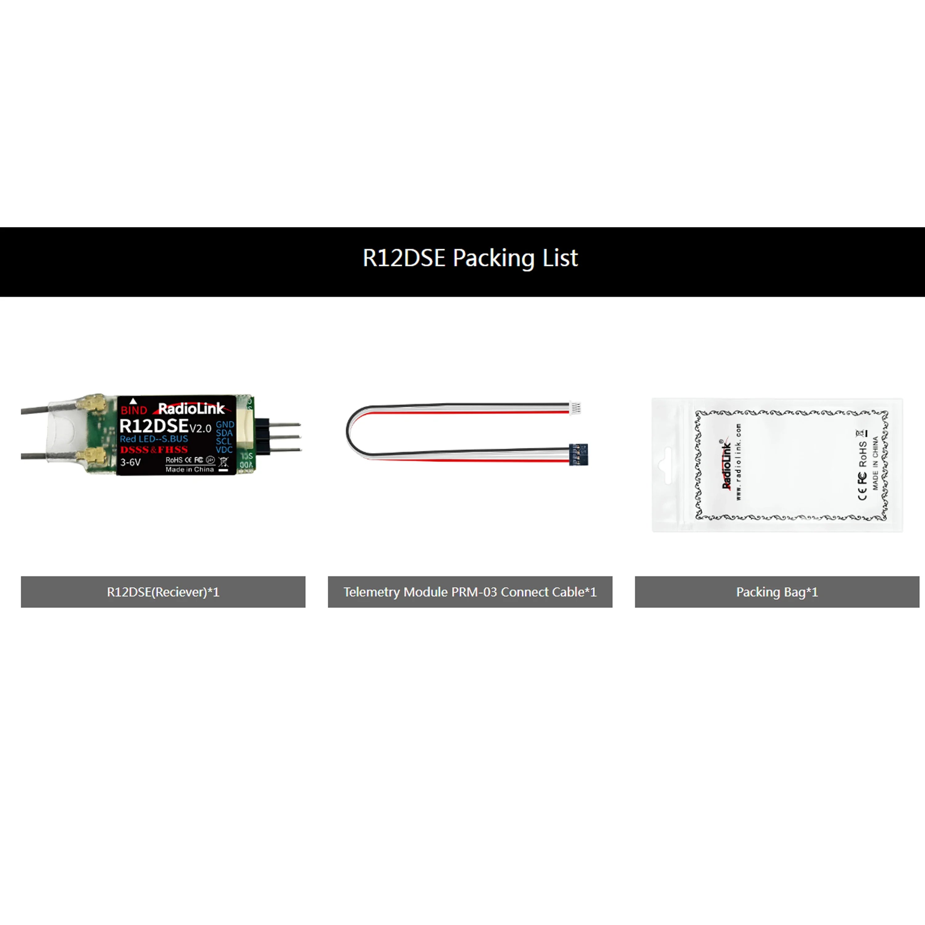 Radiolink R12DSE 12CH RC Mini-ontvanger 12-kanaals DSSS FHSS Ondersteuning SBUS PPM voor RC Vliegtuig FPV Racing Drone AT9 AT10 Zender