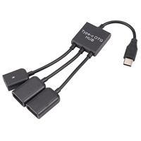 USB 3.1 Type C Male to 2 Dual USB A 2.0 Female + Micro-USB Female 3 in 1 OTG HUB