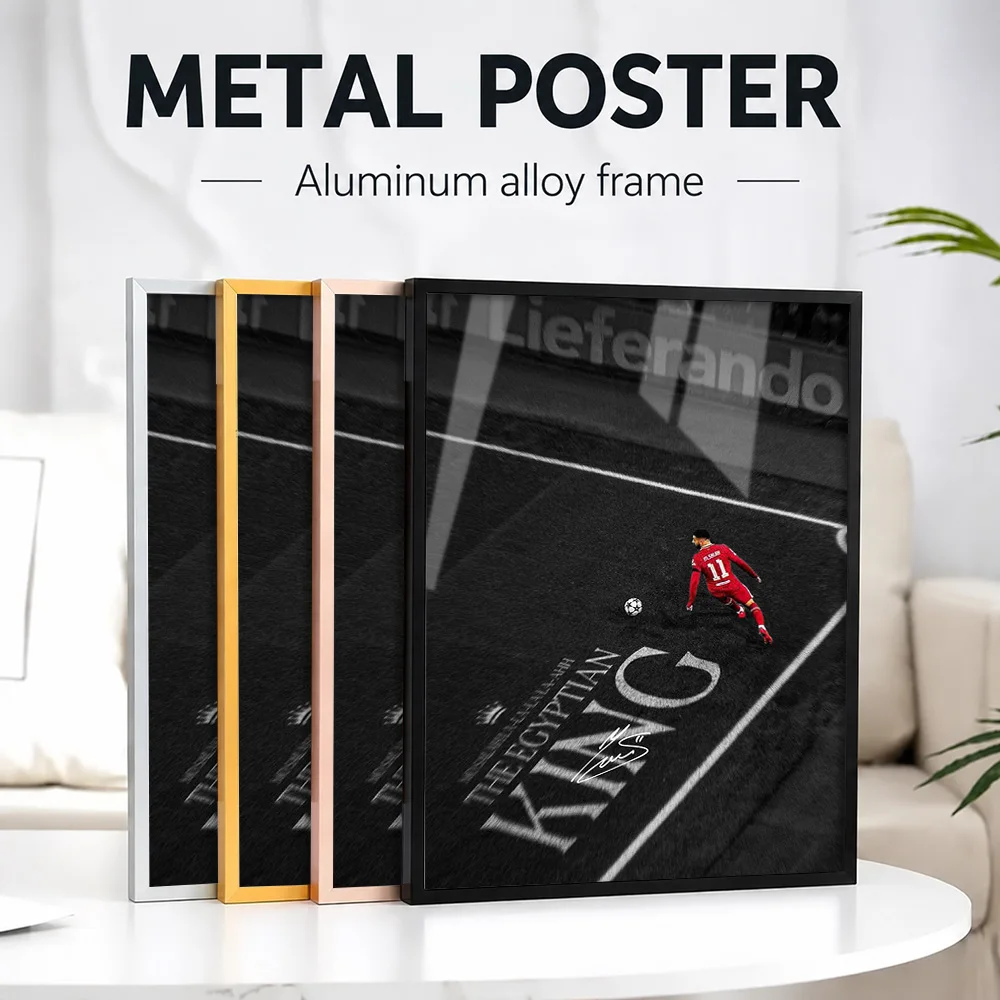 Mohamed Salah The Egyptian King Framed Metal Print Customized Photo Energetic Graphic Style Wall Art For Bedroom Champion Gift