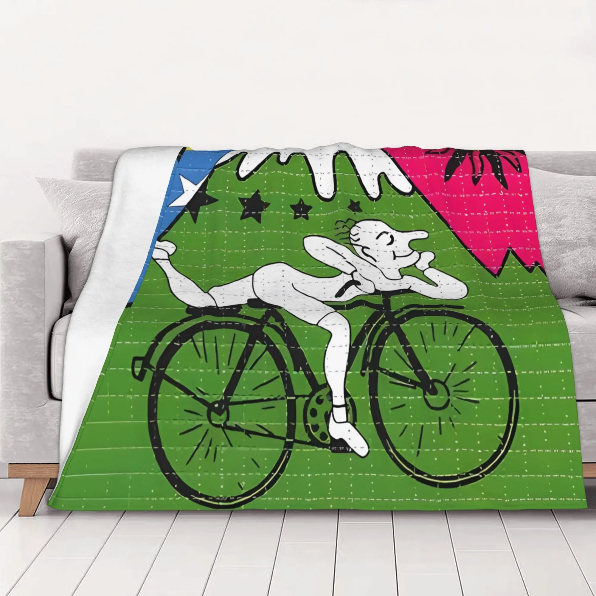 1PC home Cutecore Classic Albert Hoffman LSD Bicycle Day Blanket Super Cosy Plush Home Living Room Sofa halloween