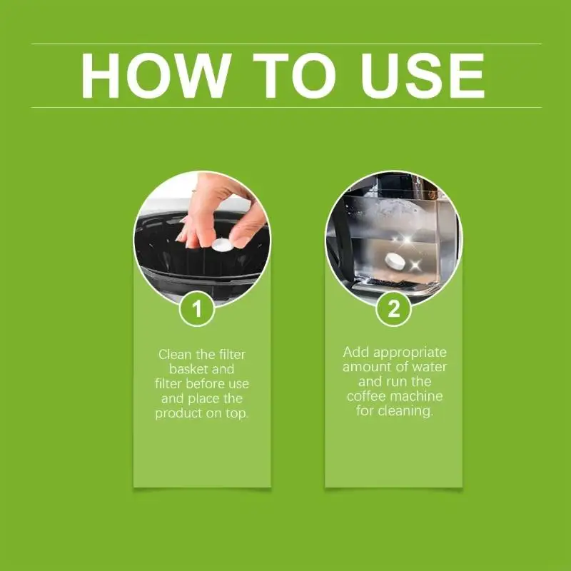 97QD Coffee Machine Descaler Tabletas 10 Cuenta limpieza profunda Componente interno