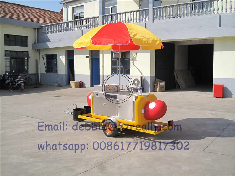 New design mobile food kiosk street food trailer food cart for sale with umbrella