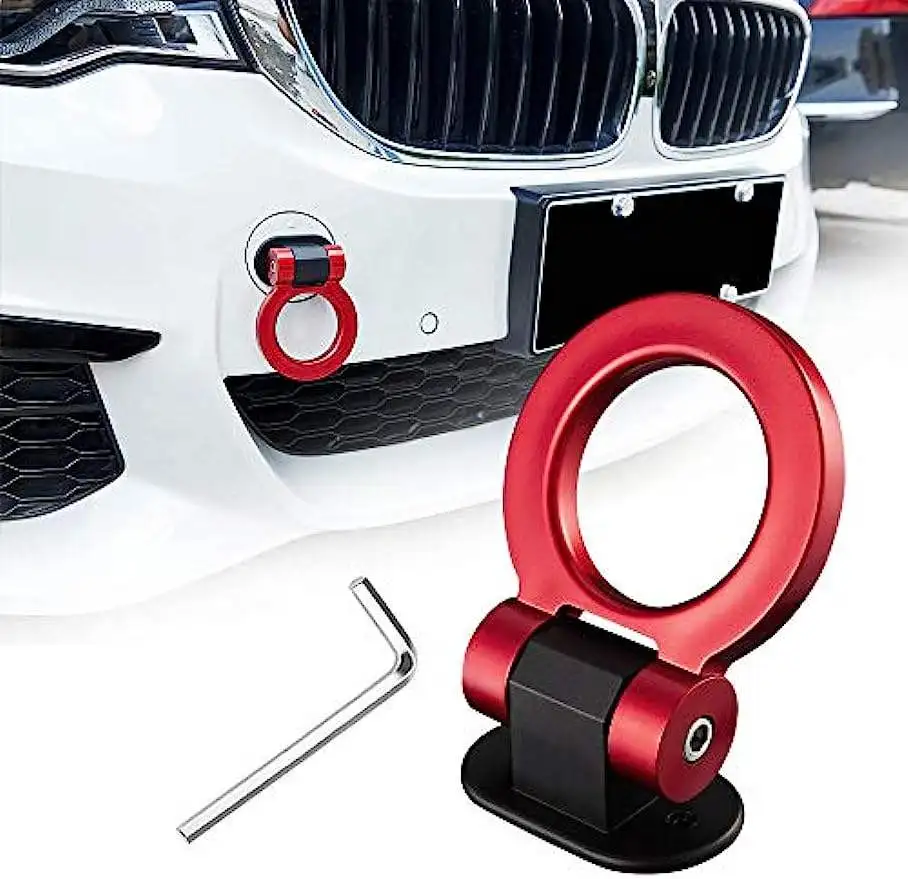Round Bumper Sticker Adorn Universal Simulation Tralier Tow Hook Kit Tow Strap Tow Ropes ABS Plastic Modification Decoration