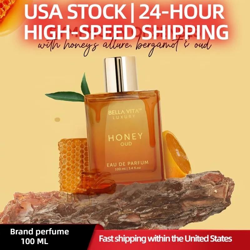Bella Vita Honey Oud Perfume 3.4oz, Fragancia Unisex Árabe de Lujo, Parfum de Larga Duración con Miel Dulce y Woody para Mujeres y Hombres