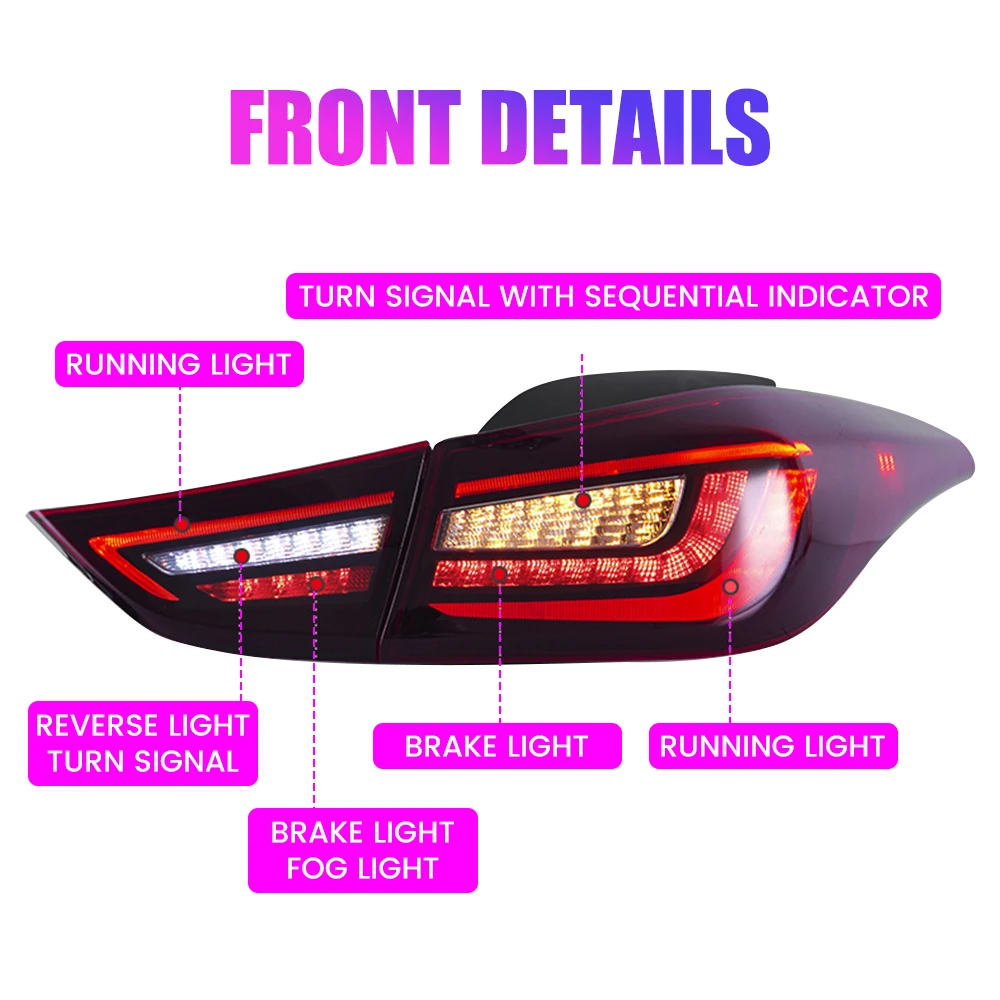 Car Tail Light Assembly For Hyundai Elantra 2011-2016 Brake Light With Turning Signal Light Car led Tail light