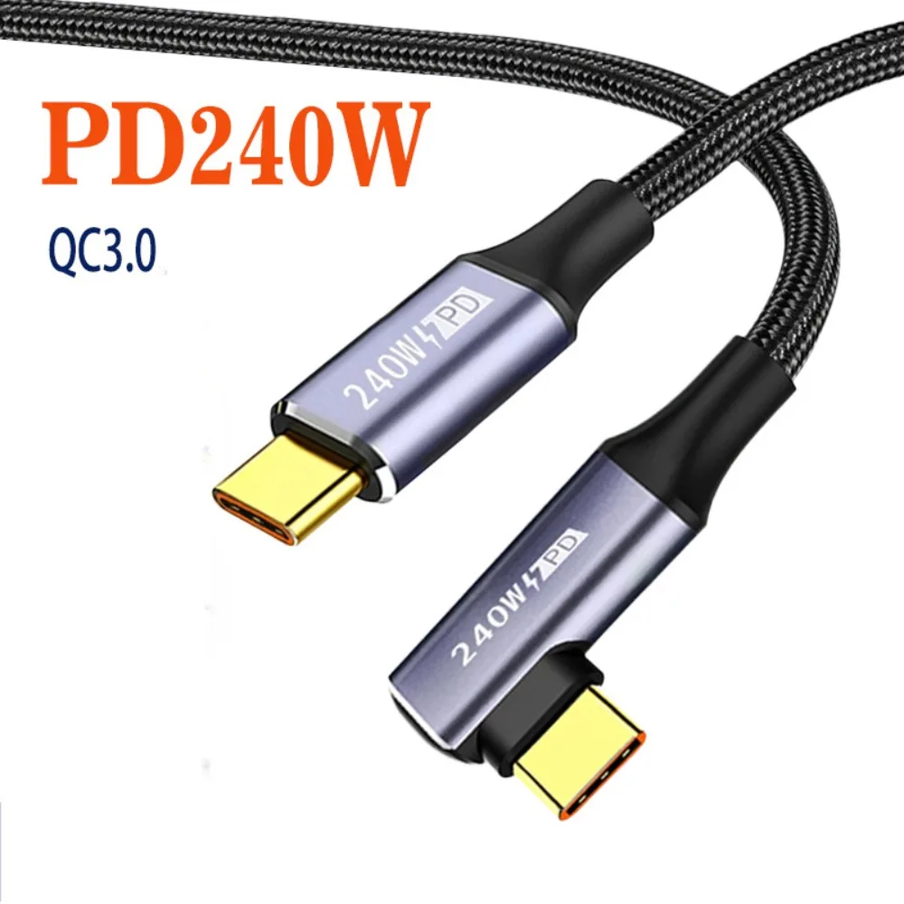 Único Cabeça Cotovelo Dados Wire, Ângulo de 90 graus, macho para macho linha de carregamento, USB Tipo C Data Cord, Data Wire