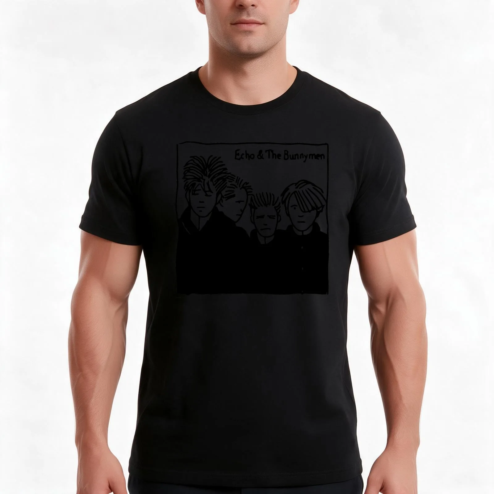 drawing echo T-Shirt, Summer Casual Cotton Tee, Oversized Streetwear Tops, Vintage Graphic Print, Loose Fit Short Sleeve