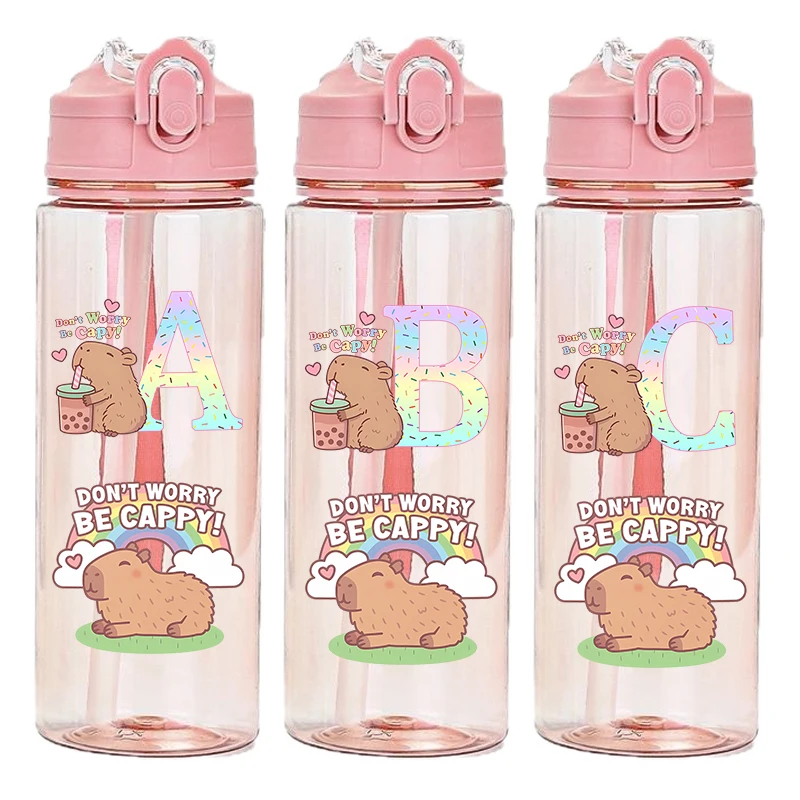 

Спортивная бутылка для воды Capybara для девочек и мальчиков, мотивационная герметичная портативная многоразовая чашка для путешествий на открытом воздухе, большой вместительный кувшин для спортзала, 900 мл