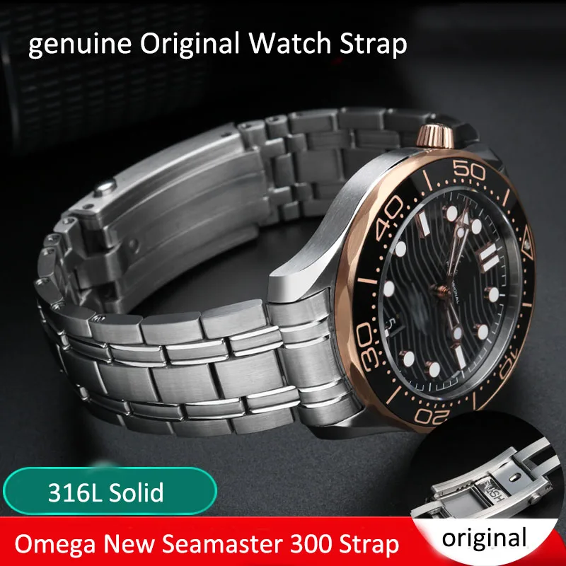 20mm Metal Watchband For Omega New Seamaster 300 Strap Men 316L Solid Stainless Steel Bracelet Observatory 210 Watch Chain Band