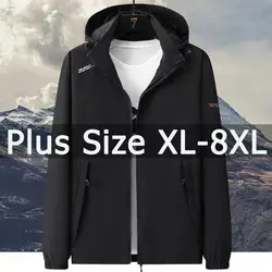 Oversize Windbreaker Plus Size Jacket Men Hooded Coat Outdoor 6XL 7XL 8XL Windproof Waterproof Autumn Winter Fashion Outwear