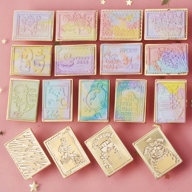 Wax Seal Stamp Fire Paint Rectangular Cat Rose Flower Stamps Animal Botanical DIY Background Card Making Scrapbooking Supplies