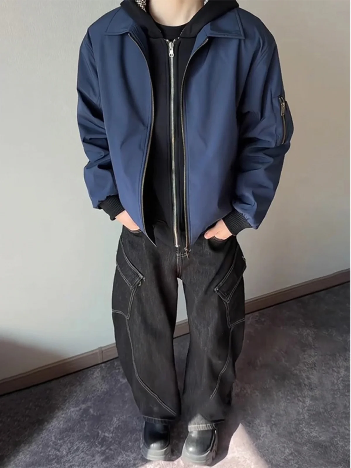 

Мужская куртка-бомбер Royal Blue для весны и осени, свободного кроя, с воротником, в молодежном стиле