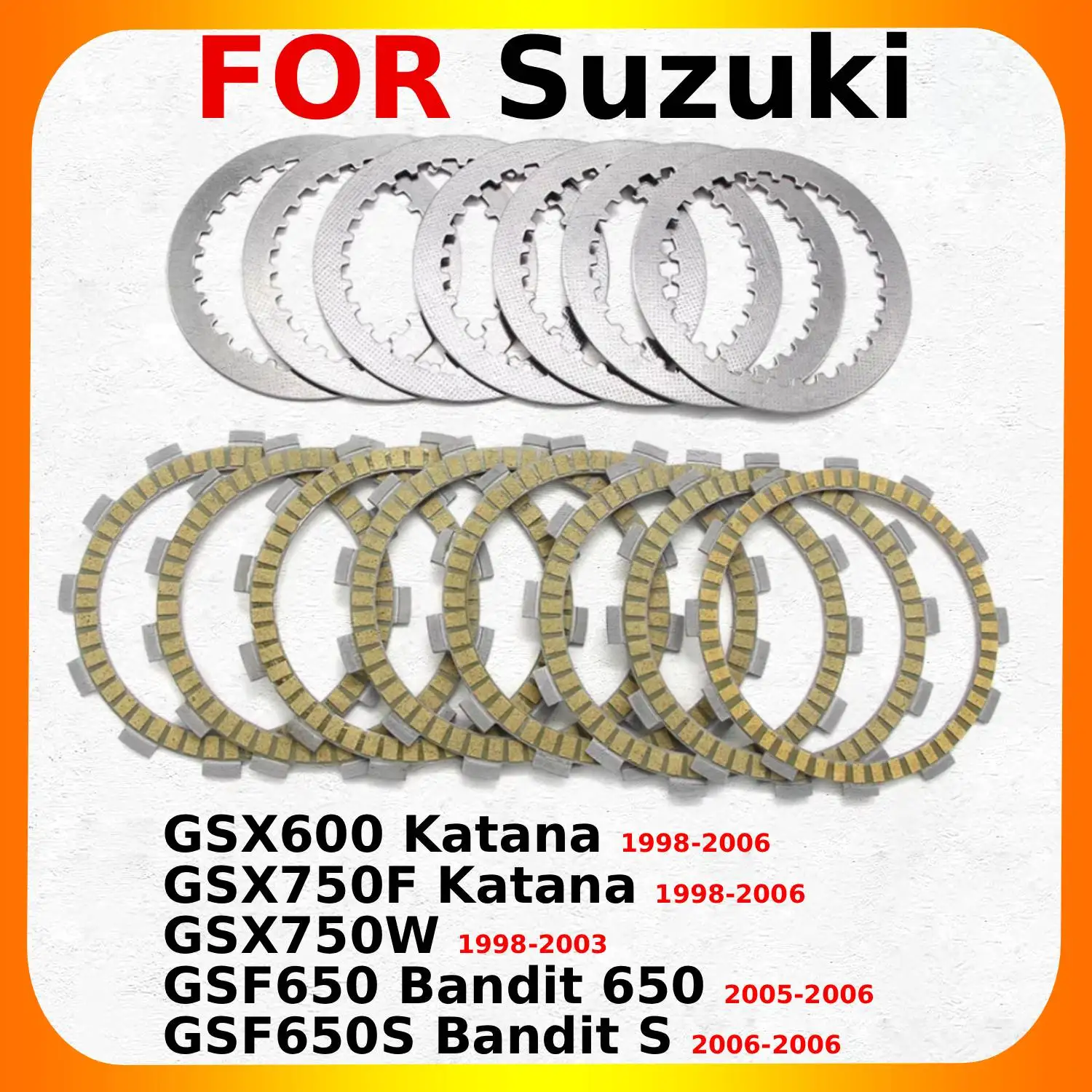 

Фрикционные диски сцепления для мотоциклов Suzuki GSX600 Katana, GSX750F Katana, GSX750W, GSF650 Bandit 650, GSF650S Bandit S, аксессуары