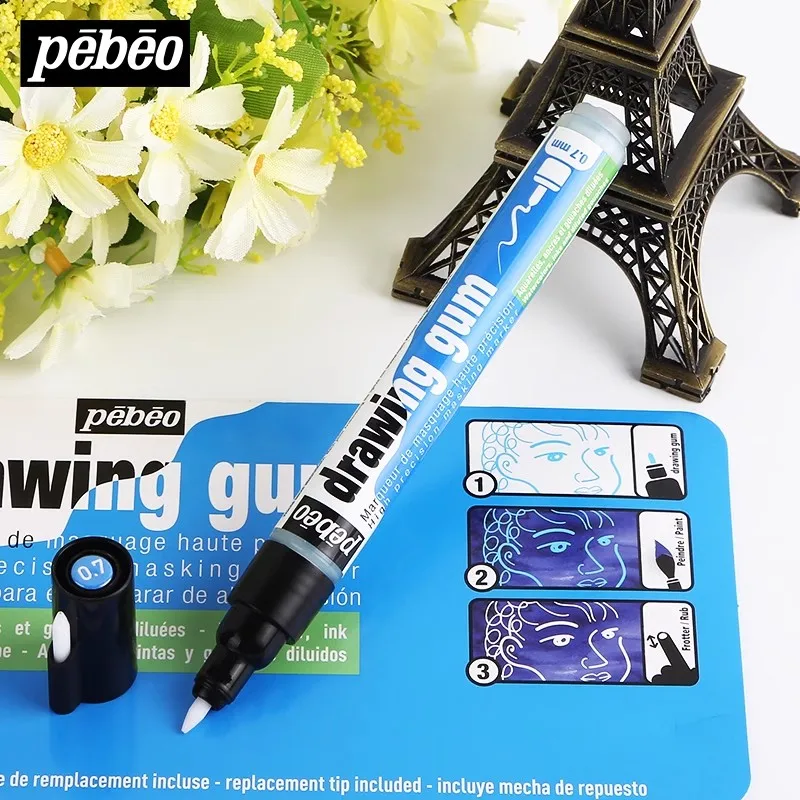 

Pebeo Easy Peel Drawing Gum Watercolor Liquid Covering Blank Marker 0.7/4mm Leaving White Supplement 45ml Blocking Masking