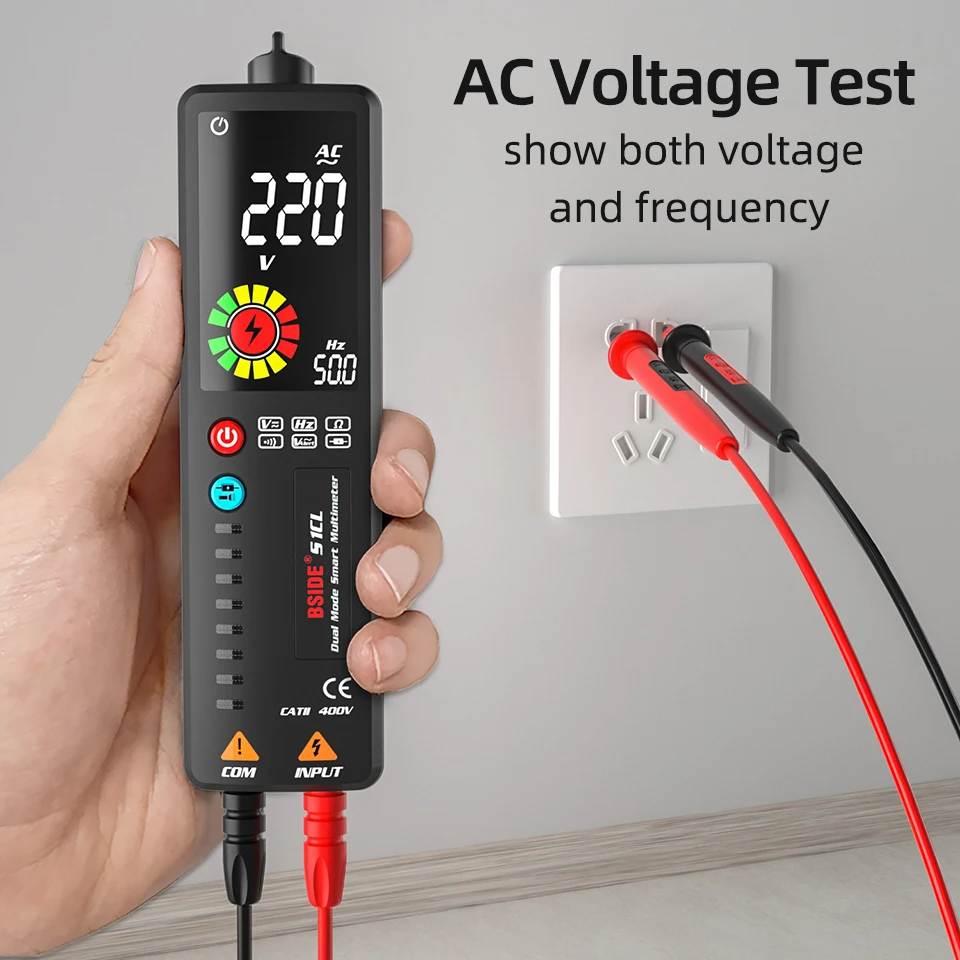 BSIDE 2.4’‘ LCD Voltage Detector Non-contact Circuit Volt Tester Pen Voltmeter NCV Socket Live Wire Check Hz Ohm Continuity