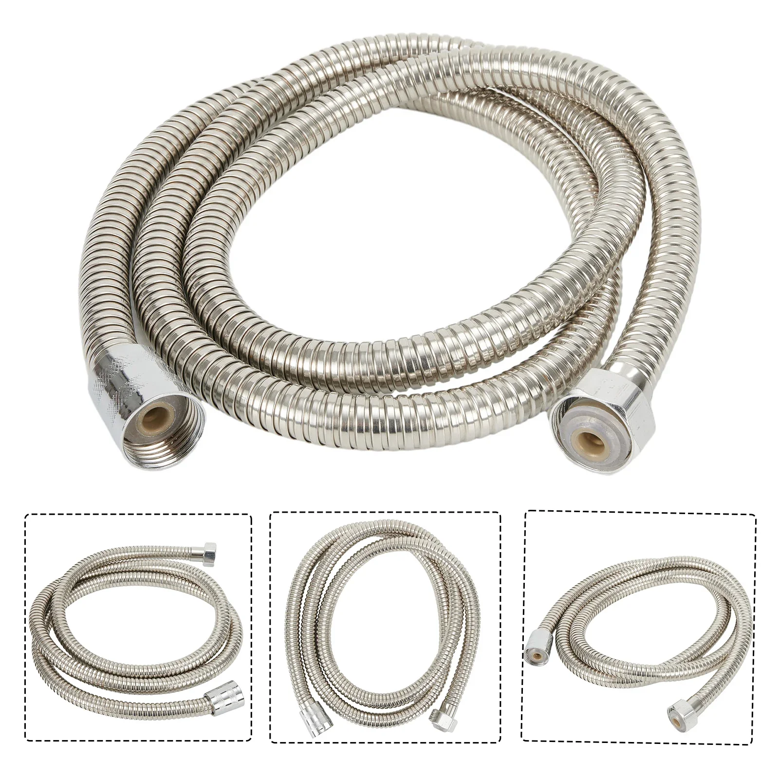 1pc 1.5m Hose Household Sprinkler Inlet Pipe Shower Pipe Stainless Steel Rust-resistant Leak-proof Shower Hose Household Parts