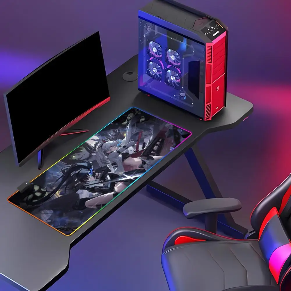 Alas Mouse HD Printing GRAY RAVEN PUNISHING Baru, Alas Mouse Gaming RGB HD Gamer Besar dengan Lampu LED, Alas Mouse Komputer PC Anti Selip