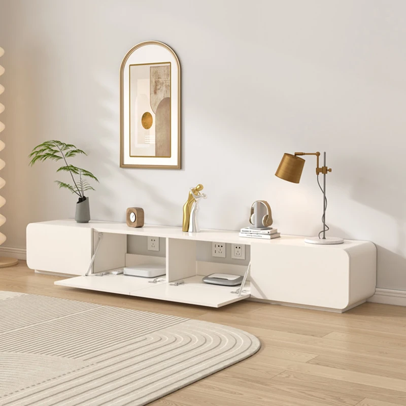 White Cream Tv Stands Living Room Save Space Decoration Luxury Cheap Design Wooden Tv Table Modern Archivadores Salon Furniture