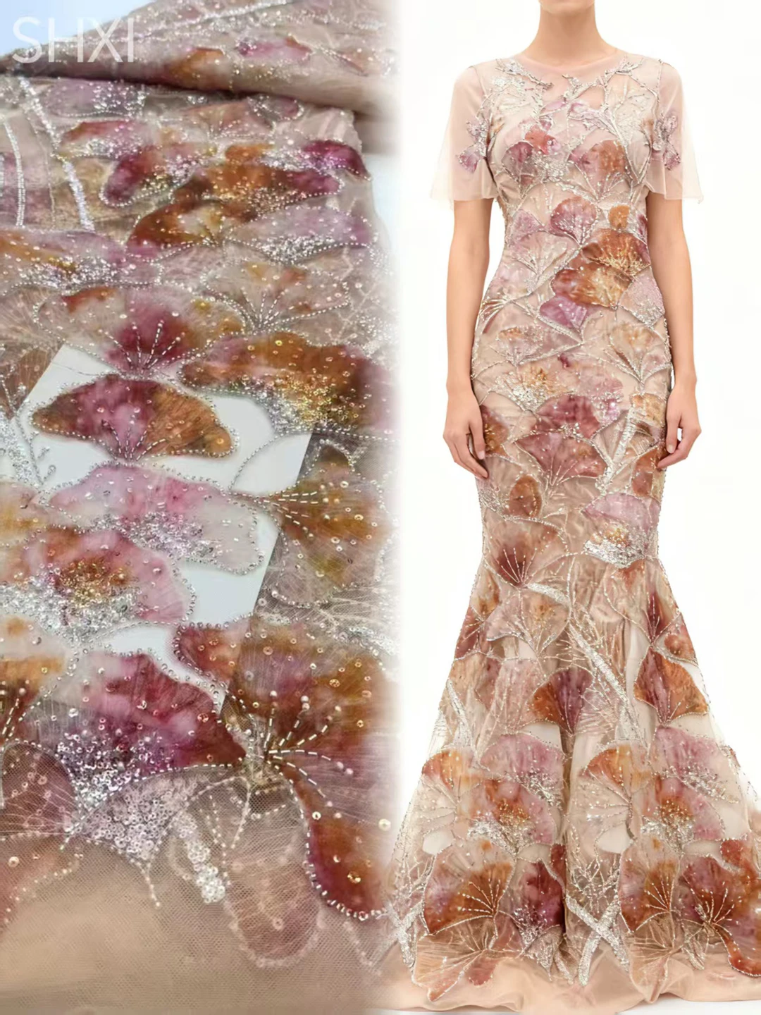 

2026 Latest High Quality Elegant Classic Embroidered Lace African French Mesh Sequins Beads Lace Fabric For Wedding Dress