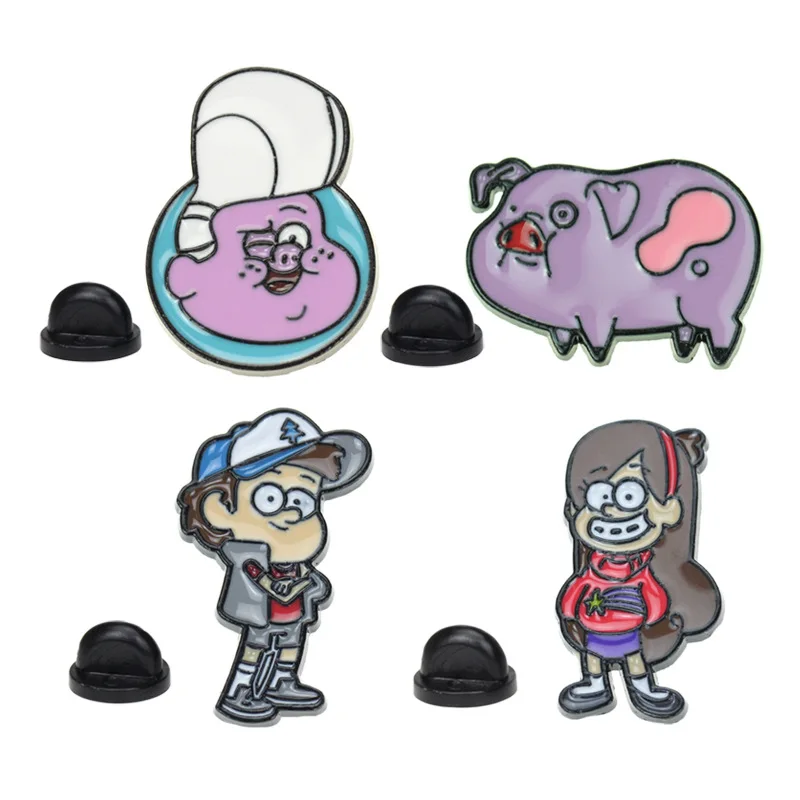 Gravity Falls Enamel Pin Cartoon Dipper Pines Mabel Waddles Pig Brooches for Women Clothing Backpack Lapel Badges Accessories