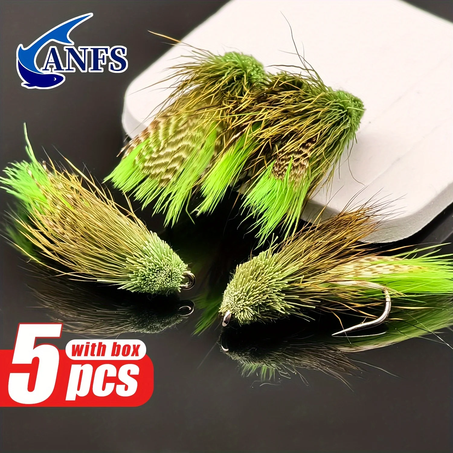 ANFS 5 señuelos de pesca con mosca de saltamontes, cebos artificiales para insectos para trucha, perca y azulegill, moscas húmedas, regalo de pesca para pescador - imagen 5