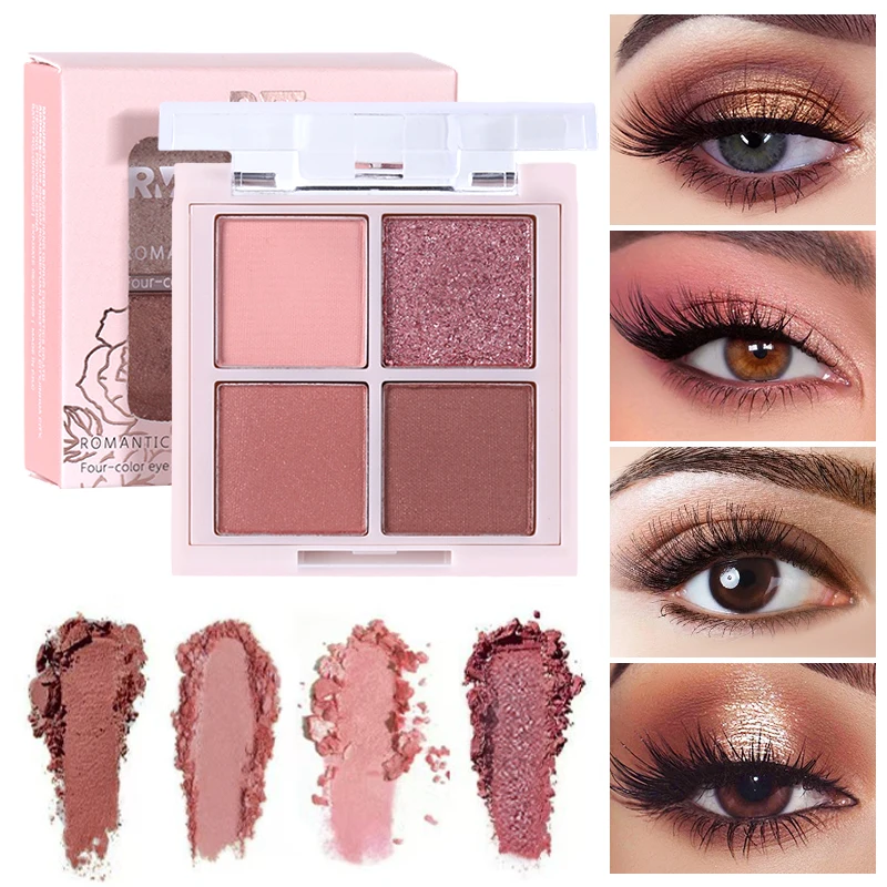 Romantic Beauty Four-Color Eyeshadow Palette Natural Pearl Makeup Palette Beginner Multi-Color Eyeshadow Women's Cosmetics