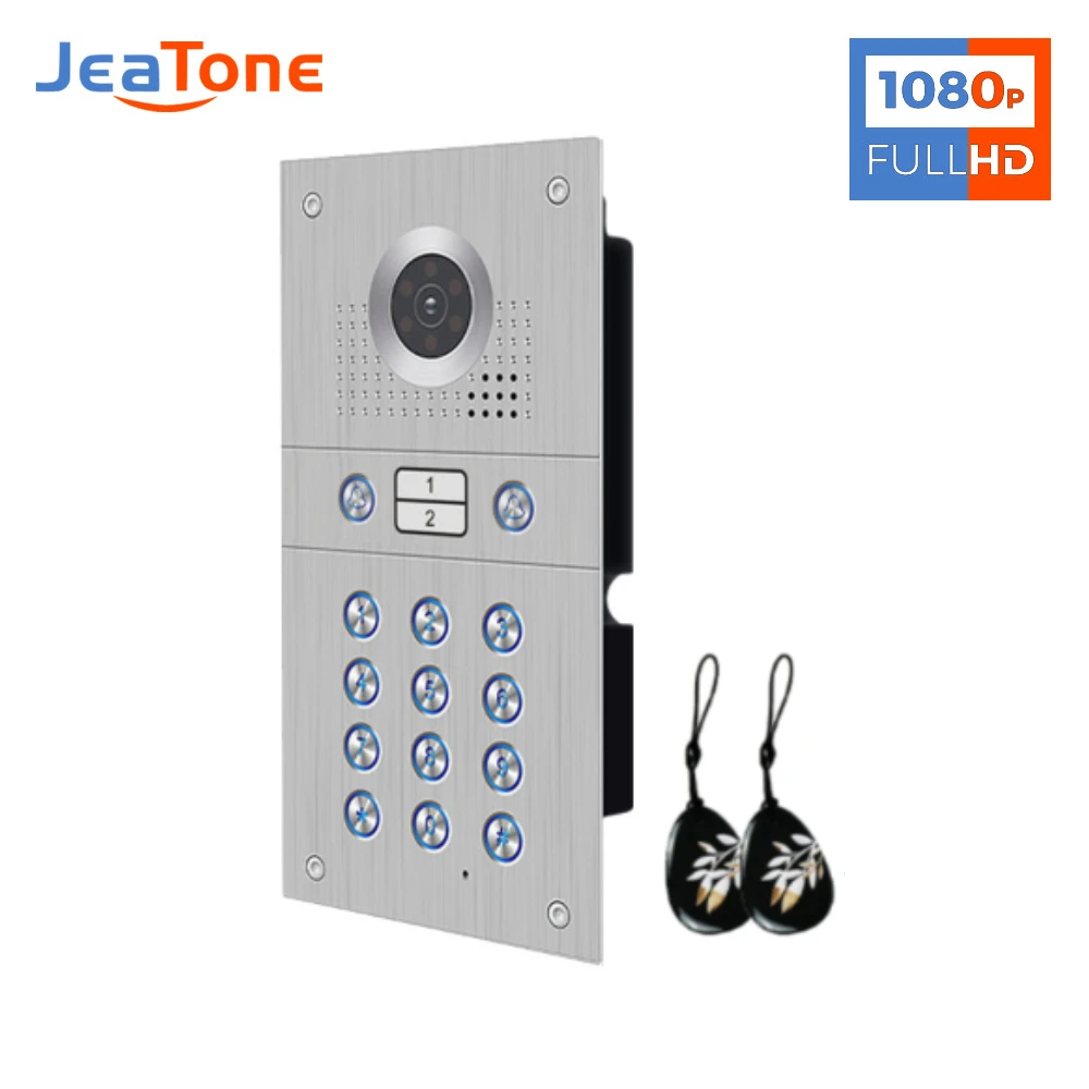 Jeatone 2 Botões Video Call panel para 2 Apartamentos FHD 170 ° Amplo campo de visão Detecção de Movimento Aço Inoxidável Doorphone