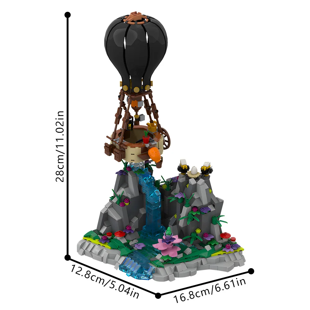 Gobricks MOC globo aerostático Diorama bloques de construcción película MOC 188553   Globos de aire caliente, bloques de modelismo, juguete ensamblado, juguete para regalo para niños