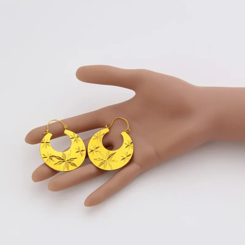 Shamty Handmade Earrings Jewelry Women Eritrean Nigeria Kenya Middle East African Pure Gold Color Earring Top Quality E30001