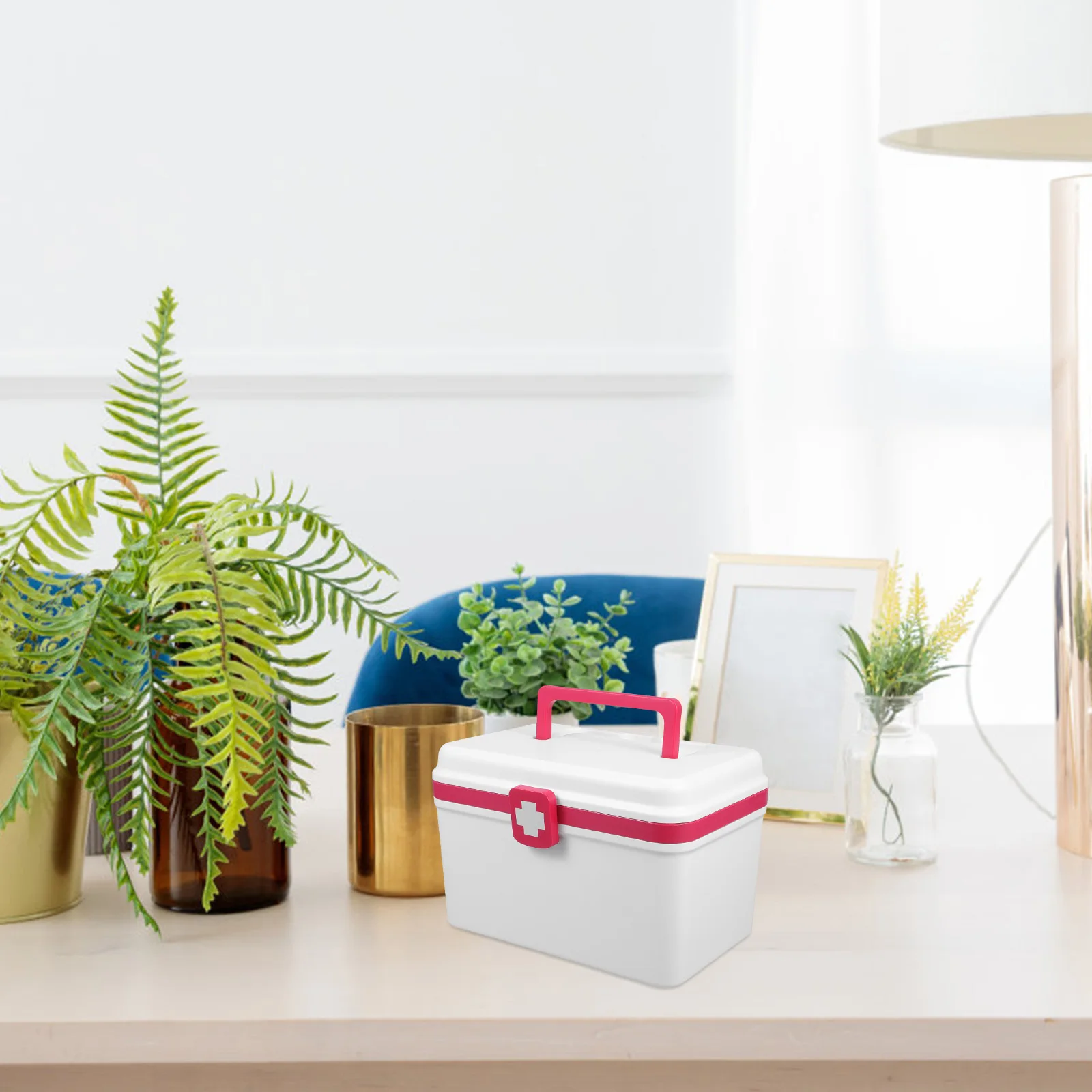 صندوق إسعافات أولية للطوارئ الطبية بسعة كبيرة، حاوية تنظيم فارغة مع مقبض لتخزين الأدوية للسفر المنزلي #2