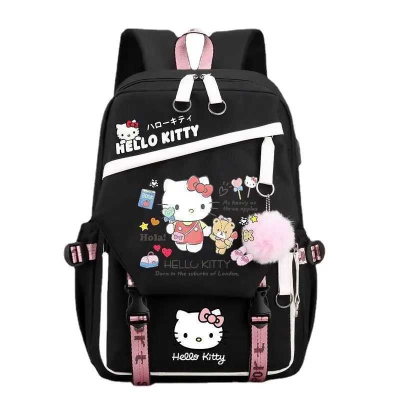 Sanrio Kurome-mochila Kawaii de Hello Kitty para estudiantes de primaria y secundaria, impermeable, transpirable y resistente al desgaste