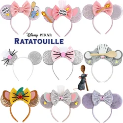 Disney Ratatouille Hairband Girl Spoon Sequins Bow Hair Accessories Women Pixar Mouse Chef Remy Ears Headbands for Kids Carnival