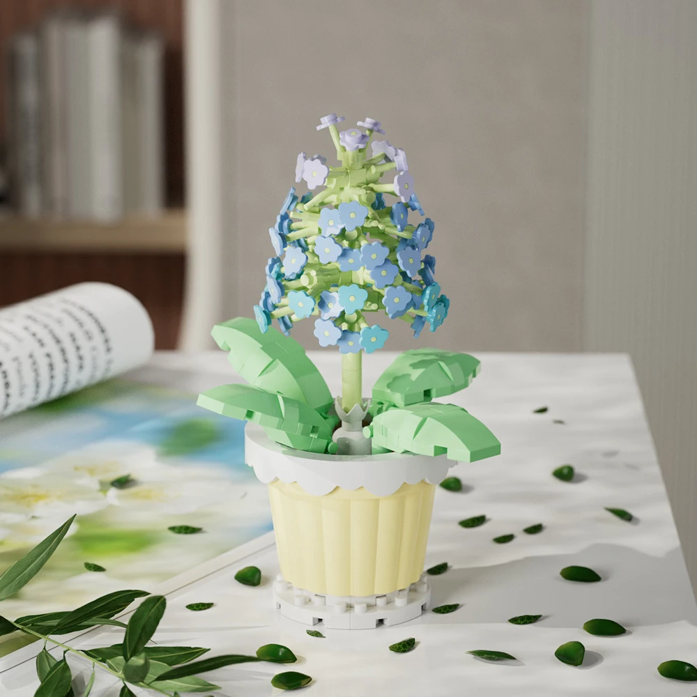 Bloco de quebra-cabeça brinquedos em vaso blocos de construção simular buquês de flores suculentas flores eternas decoração para casa presentes de natal