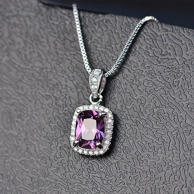 2024 Geometric Cubic Zirconia Pendant Necklace for Women Luxury Temperament Female Wedding Trend Neck Accessory Party Jewelry