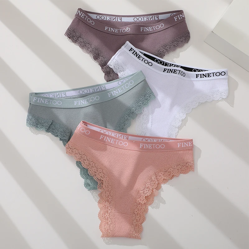 파인투 5개 구매 시 1개 증정 코튼 스플라이싱 레이스 팬티 M-XXL 로우 웨이스트 웨빙 속옷 패션 편안한 브라질리언 팬티 6개입