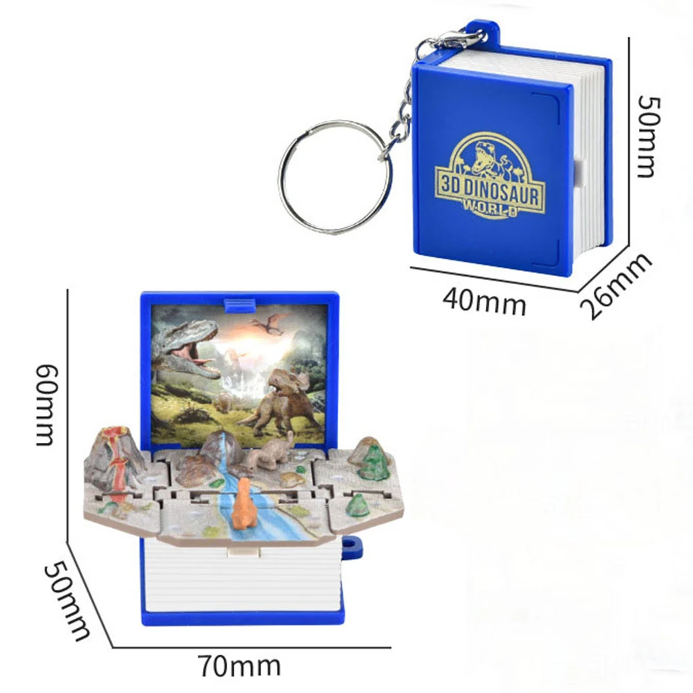 Folding Book Keychain Children Kids Toy Birthday Gift 3D Keyring Funny Dinosaur Castle Keychain New Multi Style Keyring